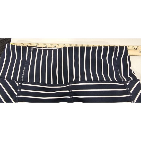 Athleta Womens Leggings Contender Powerlift 7/8 Pockets Navy Striped Yoga Gym XS - Picture 12 of 16